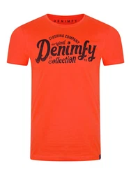 DENIMFY T-Shirt Herren Printshirt DFNuri Regular Fit Orange/Rot