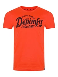 DENIMFY T-Shirt Herren Printshirt DFNuri Regular Fit Orange/Rot