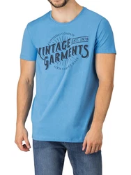 DENIMFY T-Shirt Herren Printshirt DFNuri Regular Fit Hellblau/Blau