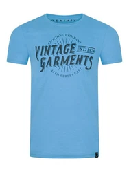 DENIMFY T-Shirt Herren Printshirt DFNuri Regular Fit Hellblau/Blau