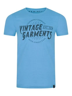 DENIMFY T-Shirt Herren Printshirt DFNuri Regular Fit Hellblau/Blau