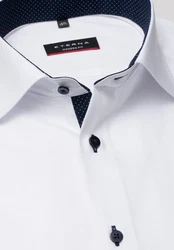 Eterna Kurzarmhemd Weiß/Creme/Dunkelblau