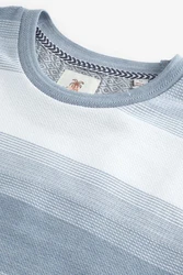 Next T-Shirt mit Strukturstreifen Hellblau/Grau/Blau