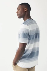 Next T-Shirt mit Strukturstreifen Hellblau/Grau/Blau