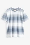 Next T-Shirt mit Strukturstreifen Hellblau/Grau/Blau