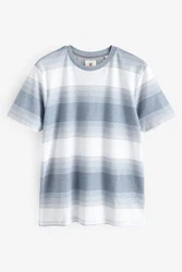Next T-Shirt mit Strukturstreifen Hellblau/Grau/Blau