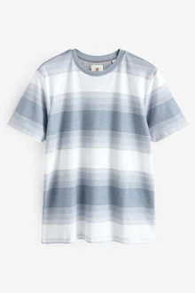 Next T-Shirt mit Strukturstreifen Hellblau/Grau/Blau