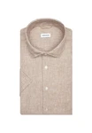 seidensticker Businesshemd Shaped Kurzarm Kentkragen Uni Beige/Braun/Khaki