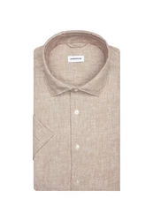 seidensticker Businesshemd Shaped Kurzarm Kentkragen Uni Beige/Braun/Khaki