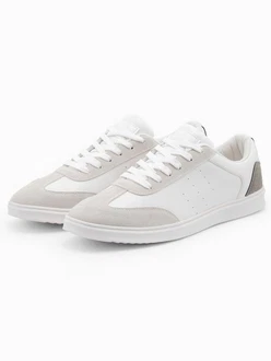 OMBRE Herren Sneaker OLDSCHOOL Weiß/Grau/Silber/Creme/Beige