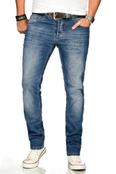 Alessandro Salvarini Straight Jeans ASAngelo Blau/Dunkelblau/Orange/Hellblau