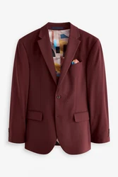 Next Baukastensakko Motion Flex Stretch Slim Fit Anzugsakko Dunkelrot/Bordeaux/Rot