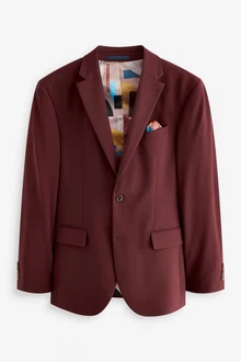 Next Baukastensakko Motion Flex Stretch Slim Fit Anzugsakko Dunkelrot/Bordeaux/Rot