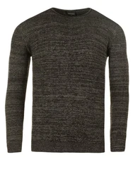 WOTEGA Strickfleece Pullover Structured Mouline Crew Neck Dunkelgrün/Khaki/Dunkelgrau/Grau