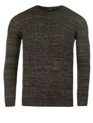 WOTEGA Strickfleece Pullover Structured Mouline Crew Neck Dunkelgrün/Khaki/Dunkelgrau/Grau