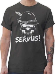 Shirtracer T-Shirt Totenkopf Servus! Mode für Oktoberfest Herren weiß