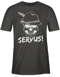 Shirtracer T-Shirt Totenkopf Servus! Mode für Oktoberfest Herren weiß