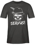 Shirtracer T-Shirt Totenkopf Servus! Mode für Oktoberfest Herren weiß