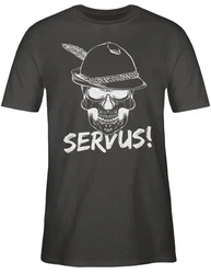 Shirtracer T-Shirt Totenkopf Servus! Mode für Oktoberfest Herren weiß