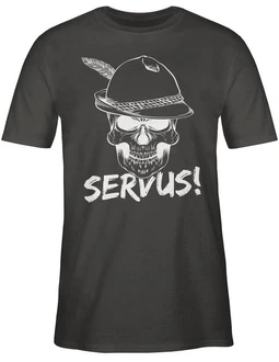 Shirtracer T-Shirt Totenkopf Servus! Mode für Oktoberfest Herren weiß Shirtracer T-Shirt Totenkopf Servus! Mode für Oktoberfest Herren weiß