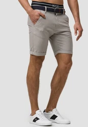 Indicode Herren Bryant Chino Shorts 4 Taschen Khaki/Beige/Grau
