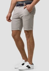 Indicode Herren Bryant Chino Shorts 4 Taschen Khaki/Beige/Grau