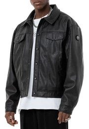 Lederimitatjacke Red Bridge Herren Kunst- Leder Bomberjacke Schwarz L