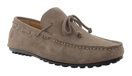 Mokassin Slipper, Bootsschuh mit Veloursleder-Schnrsenkeln