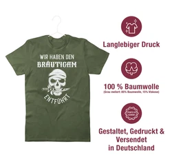 Shirtracer T-Shirt Wir haben den Bräutigam entführt Piratenkopf JGA Männer wei