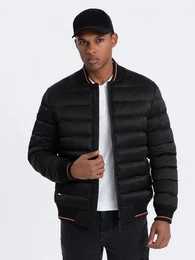 Bomberjacke Herren-Bomberjacke mit Satin-Finish und kontrastierenden Rippbndchen