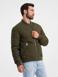 OMBRE Bomberjacke mit Metallreißverschlüssen Dunkelgrün/Khaki