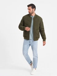 OMBRE Bomberjacke mit Metallreißverschlüssen Dunkelgrün/Khaki