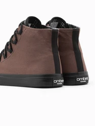 OMBRE Herren-Turnschuhe Sneaker Dunkelbraun/Braun/Rot/Grau