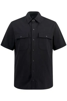 JP1880 Kurzarmhemd Modern Fit Kent-Kragen Schwarz/Rot/Dunkelrot