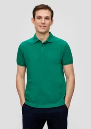 Kurzarmshirt Poloshirt aus Baumwollpiqu Logo