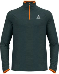 Odlo Mid Layer 1/2 Zip Run Easy Warm Langarmshirt Essential Thermal Grün/Dunkelgrün