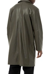 RedBridge Herren Kunstleder Jacke Mantel Olive