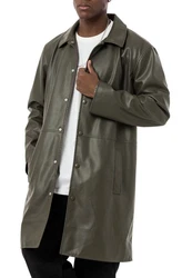 RedBridge Herren Kunstleder Jacke Mantel Olive