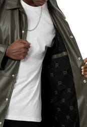 RedBridge Herren Kunstleder Jacke Mantel Olive
