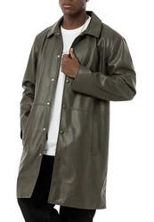 RedBridge Herren Kunstleder Jacke Mantel Olive