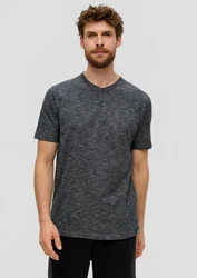 s.Oliver Kurzarmshirt mit Henleyausschnitt Dunkelgrau/Dunkelblau/Grau/Hellgrau