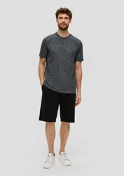 s.Oliver Kurzarmshirt mit Henleyausschnitt Dunkelgrau/Dunkelblau/Grau/Hellgrau