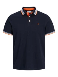 Poloshirt Polo Shirt JJEPAULOS Sommer Hemd Kragen Pique Cotton (1-tlg) 3613 in Blau-2