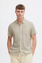 !Solid Leinenhemd SDAllan Khaki/Weiß/Beige