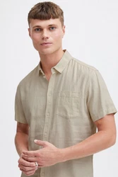 !Solid Leinenhemd SDAllan Khaki/Weiß/Beige