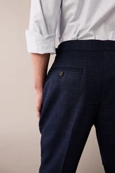 Next Stoffhose Seitlich verstellbare Anzughose mit Struktur (1-tlg) Dunkelblau/Blau
