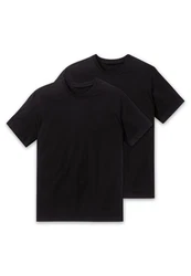 Schiesser Unterziehshirt American T-Shirt Rundhals Multipack Schwarz/Dunkelgrau