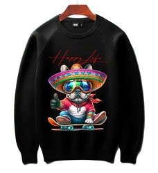 RMK Rundhalspullover Herren Langarmshirt Sweatshirt Pulli Schwarz/Mischfarben/Grau/Beige