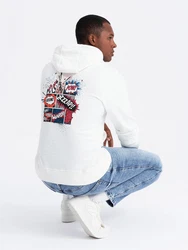 OMBRE Kapuzensweatshirt Herren-Kapuzenpullover Weiß/Creme