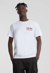 MisterTee Kurzarmshirt Cash Only Tee Grau/Rot/Weiß